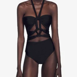Sandro Bibiane Cut-out Swimsuit -Outlet Pique Style Store R04111316 NOIRGRIS ALT02