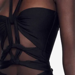 Sandro Bibiane Cut-out Swimsuit -Outlet Pique Style Store R04111316 NOIRGRIS ALT04