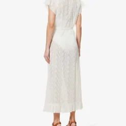 Melissa Odabash Brianna Frilled-trim Woven Midi Dress -Outlet Pique Style Store R04111502 WHITE ALT03