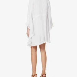 Melissa Odabash Isabelle Scalloped-trim Relaxed-fit Woven Cover-up -Outlet Pique Style Store R04111513 WHITEWHITE ALT03