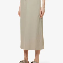 ESSENTIALS Brand-tab Cotton Midi Skirt -Outlet Pique Style Store R04111611 SEAL ALT02