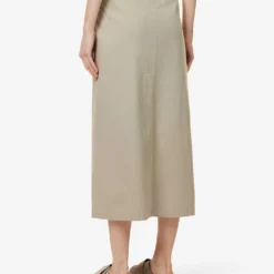 ESSENTIALS Brand-tab Cotton Midi Skirt -Outlet Pique Style Store R04111611 SEAL ALT03