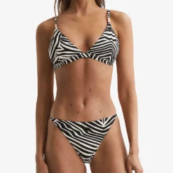 Reiss Melody Zebra-print Low-rise Bikini Bottoms -Outlet Pique Style Store R04116749 BLACKWHITE ALT02