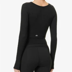 Cover Wrap-front Stretch-jersey Top -Outlet Pique Style Store R04116823 BLACK ALT03