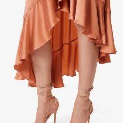 Zimmermann Plunge-neck Wrap-over Silk Midi Dress -Outlet Pique Style Store R04116875 BLUSH ALT05
