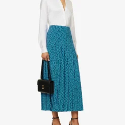 ME AND EM Geometric-print Woven Maxi Skirt 7 ME AND EM Geometric-print Woven Maxi Skirt -Outlet Pique Style Store R04117213 NAVYTURQUOISE ALT01