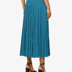 ME AND EM Geometric-print Woven Maxi Skirt 9 ME AND EM Geometric-print Woven Maxi Skirt -Outlet Pique Style Store R04117213 NAVYTURQUOISE ALT03