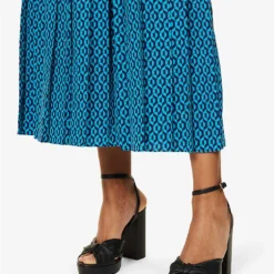 ME AND EM Geometric-print Woven Maxi Skirt 10 ME AND EM Geometric-print Woven Maxi Skirt -Outlet Pique Style Store R04117213 NAVYTURQUOISE ALT04