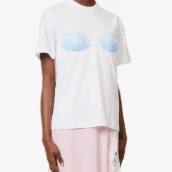 Christopher Kane Lace-trim Organic-cotton T-shirt 7 Christopher Kane Lace-trim Organic-cotton T-shirt -Outlet Pique Style Store R04118392 WHITEBLUE ALT02