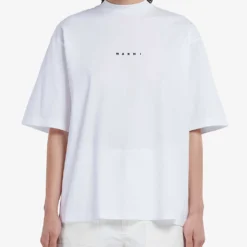 Marni Logo-print Short-sleeved Cotton-jersey T-shirt 7 Marni Logo-print Short-sleeved Cotton-jersey T-shirt -Outlet Pique Style Store R04118566 LILYWHITE ALT02