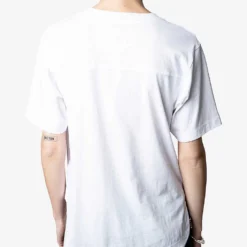 Zadig & Voltaire Crystal-embellished Cotton-jersey T-shirt -Outlet Pique Style Store R04118656 BLANC ALT03