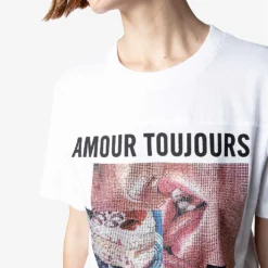 Zadig & Voltaire Crystal-embellished Cotton-jersey T-shirt -Outlet Pique Style Store R04118656 BLANC ALT04