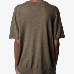 Zadig & Voltaire Ida Amour-slogan Cashmere T-shirt -Outlet Pique Style Store R04119653 KAKI ALT03