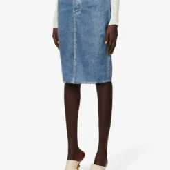 Bottega Veneta Denim-printed Front-split Leather Midi Skirt 7 Bottega Veneta Denim-printed Front-split Leather Midi Skirt -Outlet Pique Style Store R04121114 MEDIUMBLUEDENIM ALT02