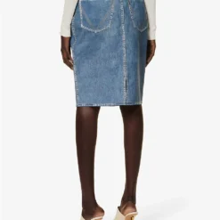 Bottega Veneta Denim-printed Front-split Leather Midi Skirt 8 Bottega Veneta Denim-printed Front-split Leather Midi Skirt -Outlet Pique Style Store R04121114 MEDIUMBLUEDENIM ALT03