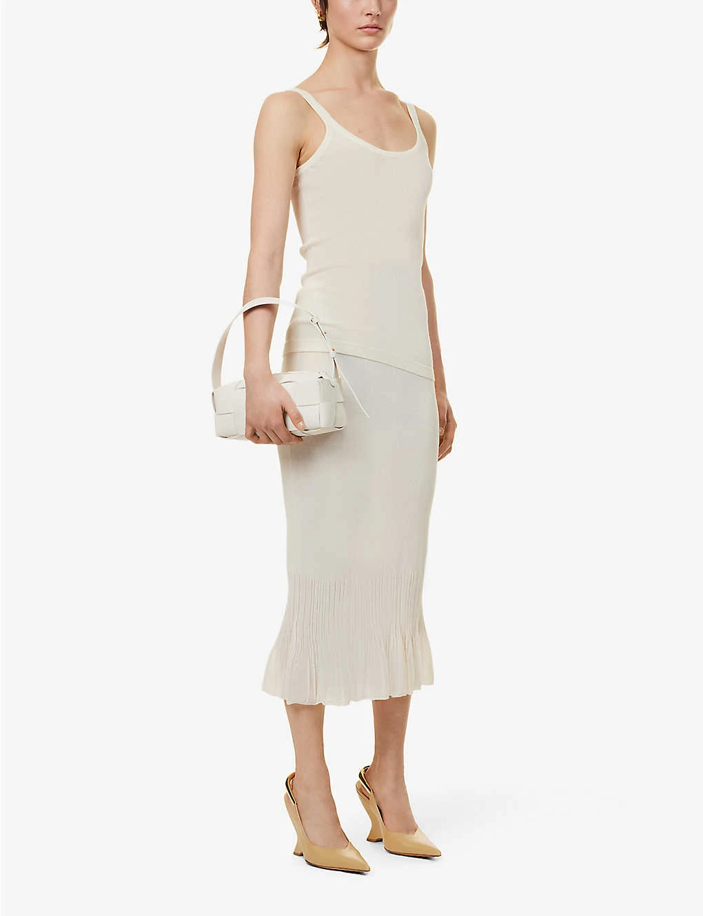 Bottega Veneta Slim-fit Flared-hem Cotton-blend Knitted Midi Skirt 2 Bottega Veneta Slim-fit Flared-hem Cotton-blend Knitted Midi Skirt - Image 2