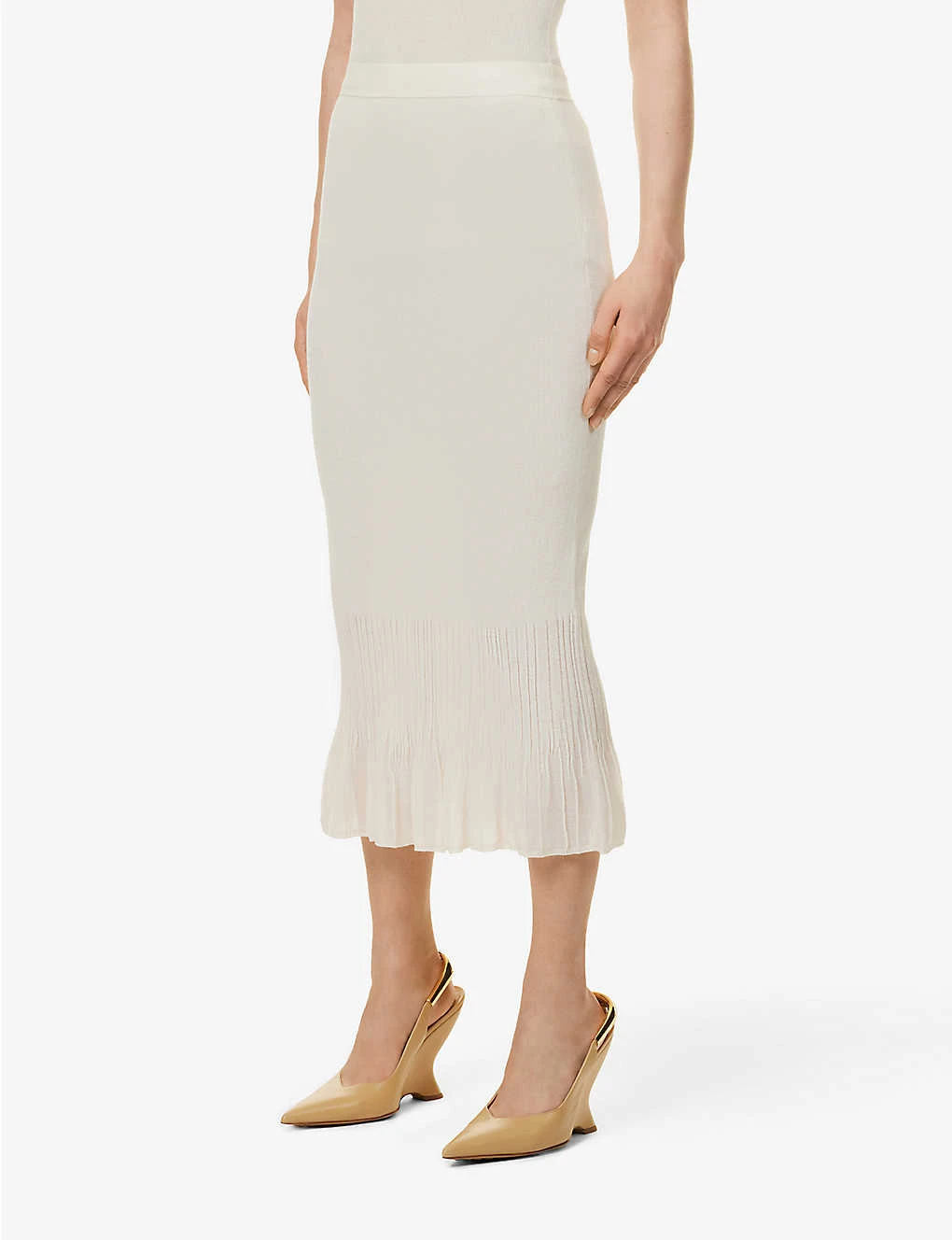 Bottega Veneta Slim-fit Flared-hem Cotton-blend Knitted Midi Skirt 3 Bottega Veneta Slim-fit Flared-hem Cotton-blend Knitted Midi Skirt - Image 3