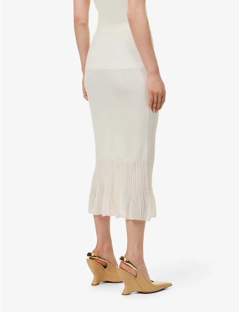 Bottega Veneta Slim-fit Flared-hem Cotton-blend Knitted Midi Skirt 4 Bottega Veneta Slim-fit Flared-hem Cotton-blend Knitted Midi Skirt - Image 4