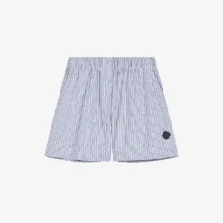 Maje Striped Elasticated-waist Stretch Cotton-blend Shorts