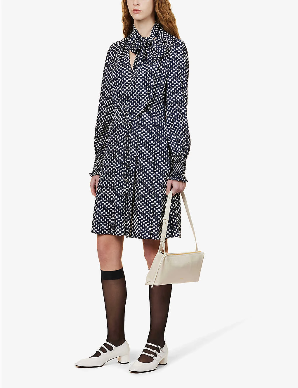 ME AND EM Floral-print Self-tie Neck Recycled-polyester Mini Dress 2 ME AND EM Floral-print Self-tie Neck Recycled-polyester Mini Dress - Image 2