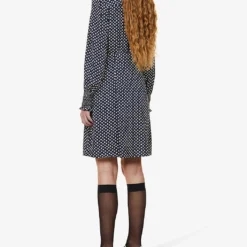 ME AND EM Floral-print Self-tie Neck Recycled-polyester Mini Dress 8 ME AND EM Floral-print Self-tie Neck Recycled-polyester Mini Dress -Outlet Pique Style Store R04122191 NAVYECLIPSECREAM ALT03