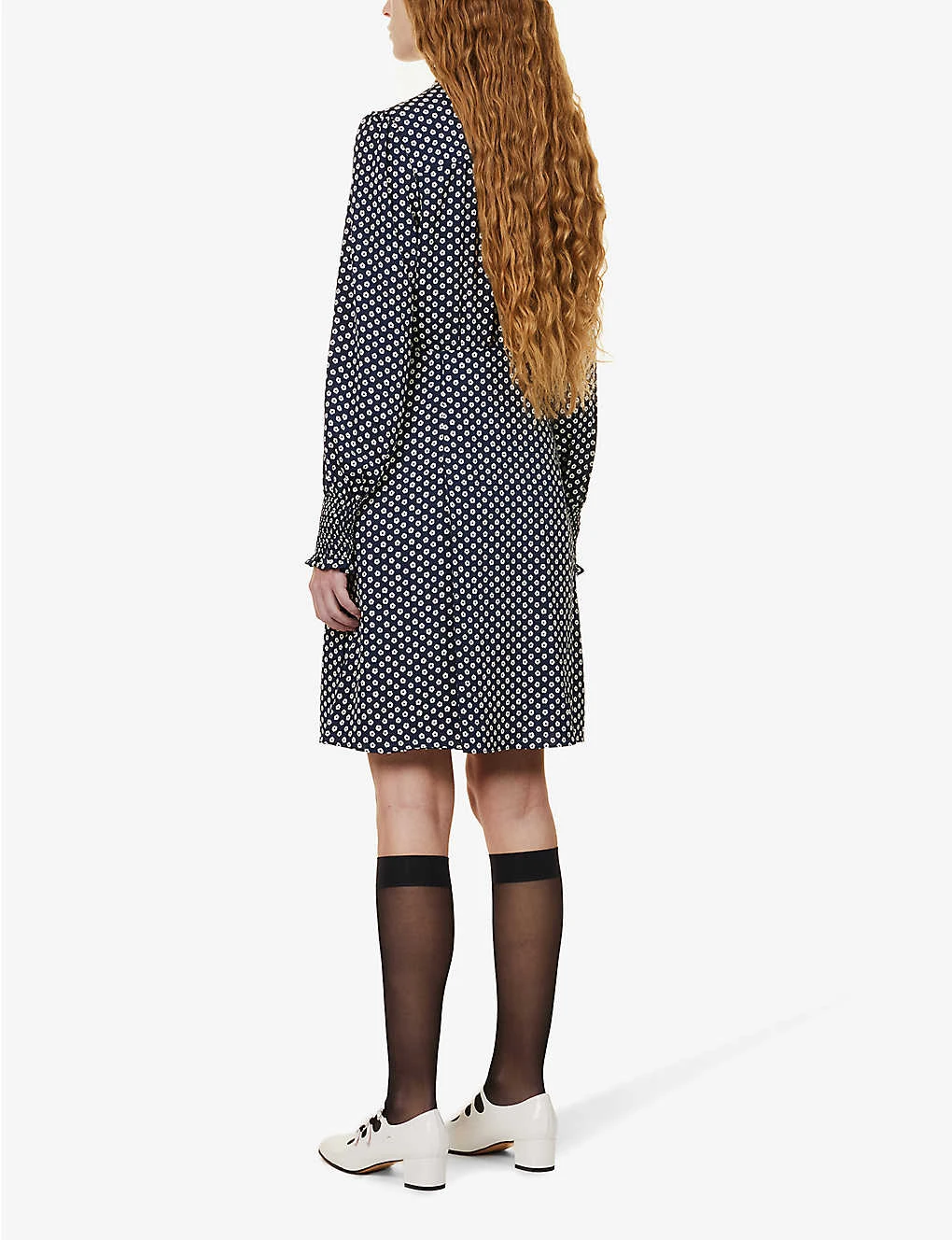 ME AND EM Floral-print Self-tie Neck Recycled-polyester Mini Dress 4 ME AND EM Floral-print Self-tie Neck Recycled-polyester Mini Dress - Image 4