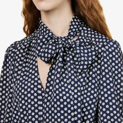 ME AND EM Floral-print Self-tie Neck Recycled-polyester Mini Dress 9 ME AND EM Floral-print Self-tie Neck Recycled-polyester Mini Dress -Outlet Pique Style Store R04122191 NAVYECLIPSECREAM ALT04