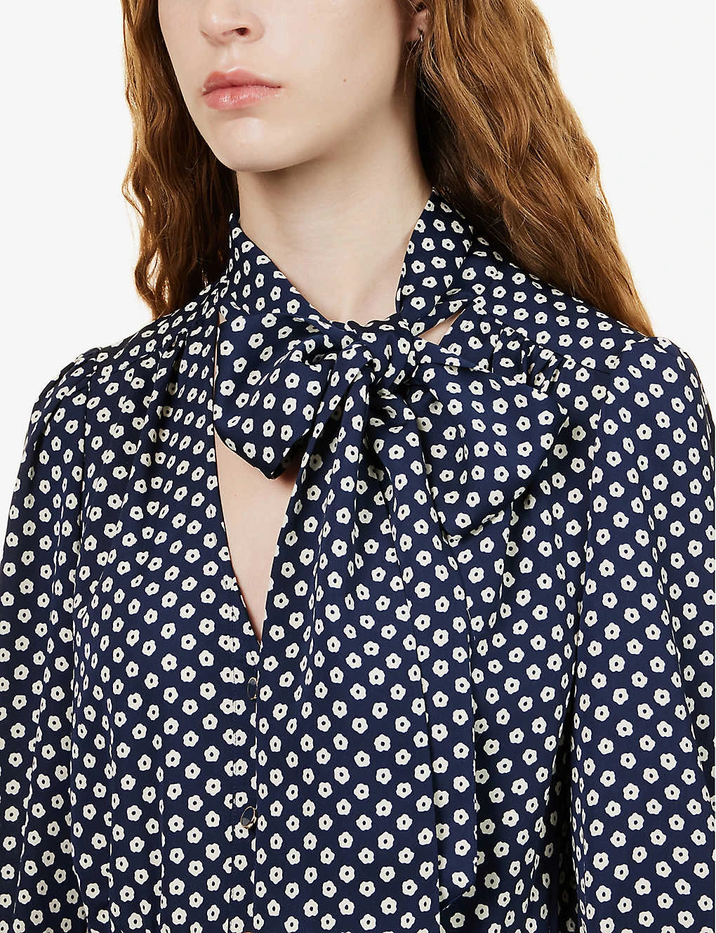 ME AND EM Floral-print Self-tie Neck Recycled-polyester Mini Dress 5 ME AND EM Floral-print Self-tie Neck Recycled-polyester Mini Dress - Image 5