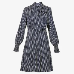 ME AND EM Floral-print Self-tie Neck Recycled-polyester Mini Dress