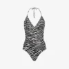 Reiss Gia Zebra-print Halterneck Swimsuit