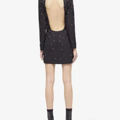 THE KOOPLES Rhinestone-embellished Woven Mini Dress -Outlet Pique Style Store R04122316 BLA01 ALT03