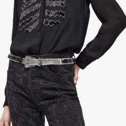 THE KOOPLES Rhinestone-embellished Slim-leg Mid-rise Stretch-denim Jeans -Outlet Pique Style Store R04122413 BLA55 ALT04
