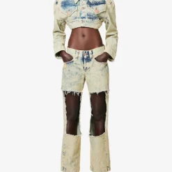 Cut-out Regular-fit High-rise Jeans -Outlet Pique Style Store R04123222 ACIDSOY ALT01