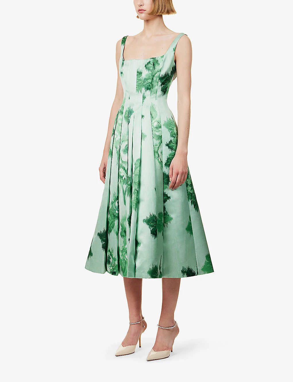 Adele Floral-print Pleated Woven Midi Dress 3 Adele Floral-print Pleated Woven Midi Dress - Image 3