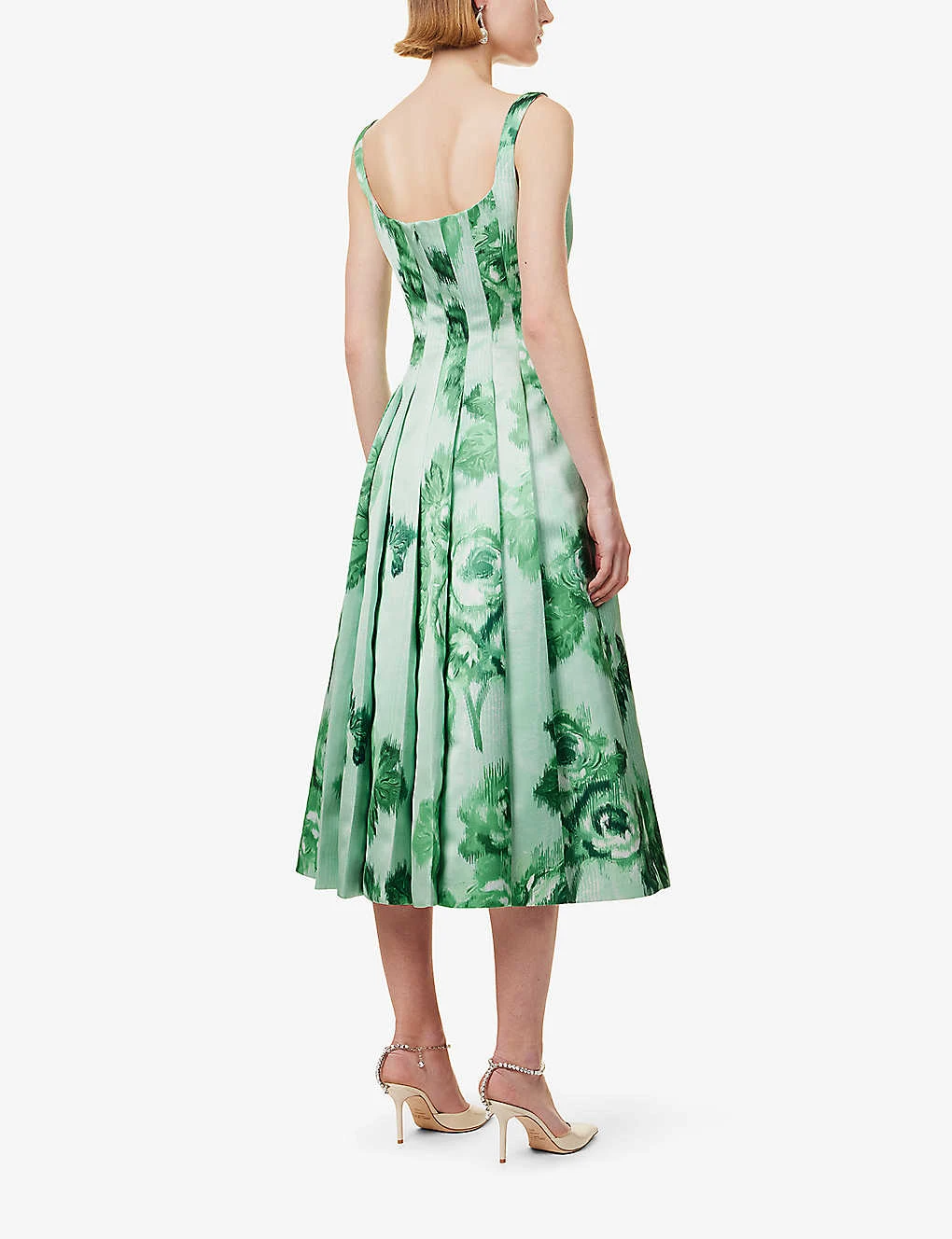 Adele Floral-print Pleated Woven Midi Dress 4 Adele Floral-print Pleated Woven Midi Dress - Image 4