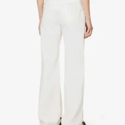 ANINE BING Hugh Wide-leg High-rise Cotton-twill Jeans -Outlet Pique Style Store R04123610 IVORY ALT03