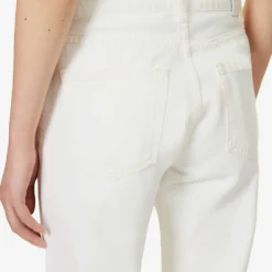 ANINE BING Hugh Wide-leg High-rise Cotton-twill Jeans -Outlet Pique Style Store R04123610 IVORY ALT05