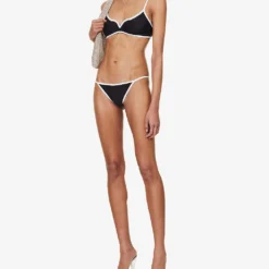 Caro Contrasting-trim Bikini Top -Outlet Pique Style Store R04124425 WHITEANDBLACK ALT01