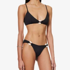 Caro Contrasting-trim Bikini Top -Outlet Pique Style Store R04124425 WHITEANDBLACK ALT02