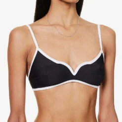 Caro Contrasting-trim Bikini Top -Outlet Pique Style Store R04124425 WHITEANDBLACK ALT04