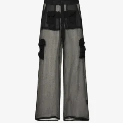 Cargo Semi-sheer Crepe Trousers