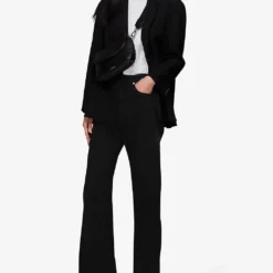 Whistles Lucy Flared-leg High-rise Stretch-denim Jeans -Outlet Pique Style Store R04124483 BLACK ALT01