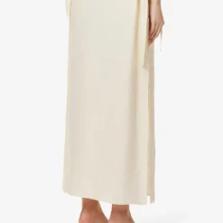 Toteme High-rise Drawstring-waist Woven Midi Skirt -Outlet Pique Style Store R04124844 VANILLA ALT03