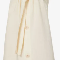 Toteme High-rise Drawstring-waist Woven Midi Skirt -Outlet Pique Style Store R04124844 VANILLA ALT04