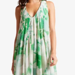 Ted Baker Milasan Graphic-print Plunge-neckline Maxi Woven Cover Up -Outlet Pique Style Store R04125137 GREEN ALT04
