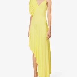 STELLA MCCARTNEY Asymmetric Ruffle-trim Woven Mini Dress -Outlet Pique Style Store R04125564 LEMON ALT02