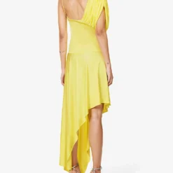 STELLA MCCARTNEY Asymmetric Ruffle-trim Woven Mini Dress -Outlet Pique Style Store R04125564 LEMON ALT03
