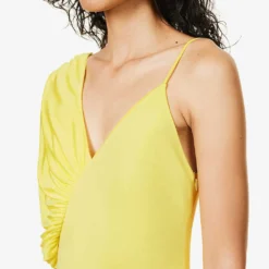 STELLA MCCARTNEY Asymmetric Ruffle-trim Woven Mini Dress -Outlet Pique Style Store R04125564 LEMON ALT04