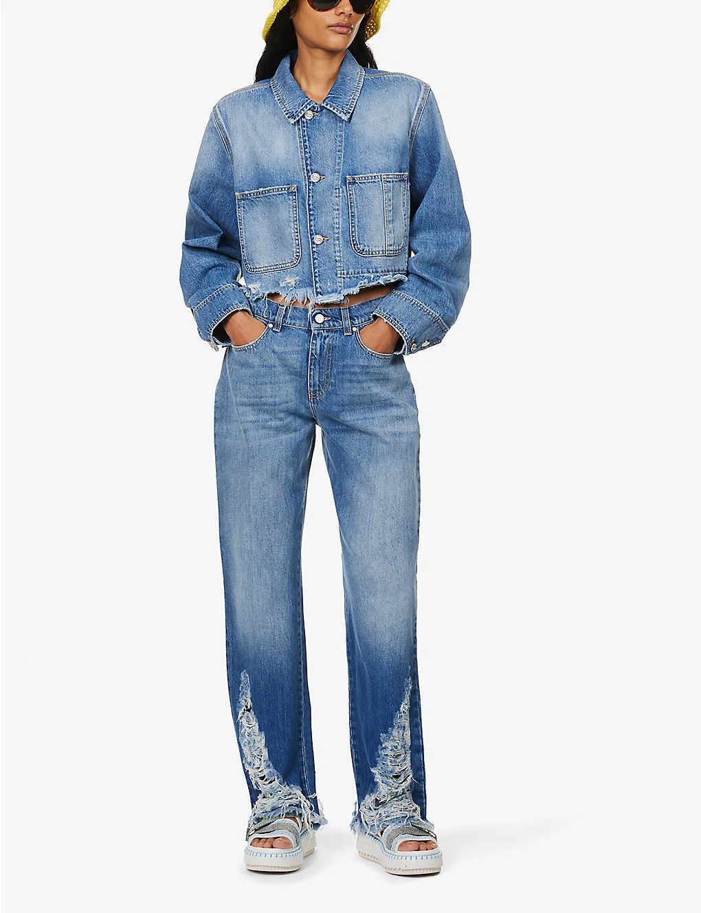 STELLA MCCARTNEY Distressed Contrast-stitch Straight-leg Mid-rise Jeans 2 STELLA MCCARTNEY Distressed Contrast-stitch Straight-leg Mid-rise Jeans - Image 2