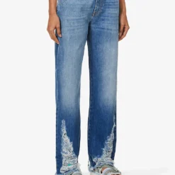 STELLA MCCARTNEY Distressed Contrast-stitch Straight-leg Mid-rise Jeans 8 STELLA MCCARTNEY Distressed Contrast-stitch Straight-leg Mid-rise Jeans -Outlet Pique Style Store R04125582 MIDBLUE ALT02
